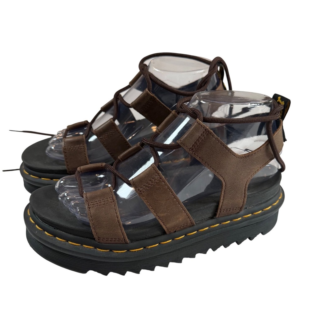 Dr. Martens Nartilla Gladiator Sandals Strappy Illusion Leather Dark Brown 6